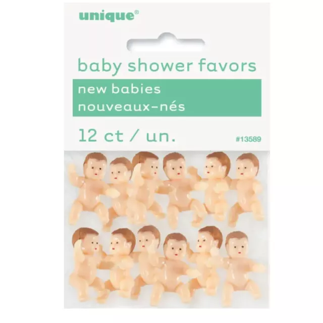 12x Mini Plastic Newborn Babies Unisex Baby Shower Party Decoration Favours