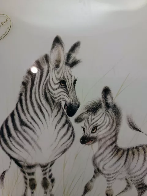 Zebra Baby and Mama Babies of the Bush Africa Signed Rare Art Print