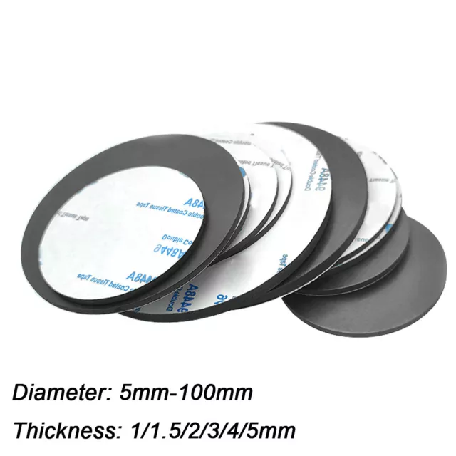 Solid Round Self Adhesive Rubber Pad Disc Sheet Gaskets Dia 10-100mm Thick 1-5mm