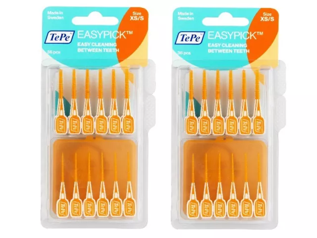 TePe Easy Pick XS/S - 2 paquets de 36 brosses et étui de voyage - meilleur prix