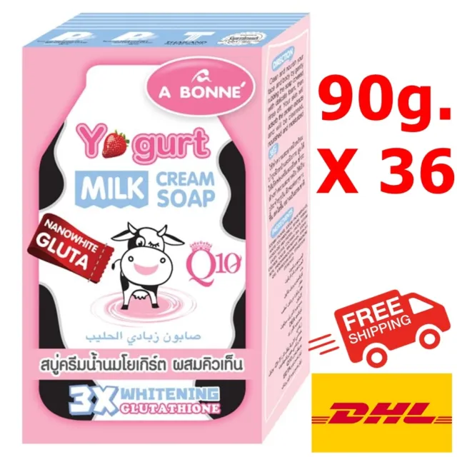A Bonne Yogurt Milk Cream Soap Whitening Gluta Q10 Baby Skin Face 36 Bar 90g