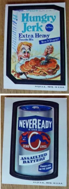Hungry Jerk & NeveReady Stickers Wacky Packs 1973 Series 3 Tan Backs Free Ship