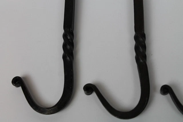 4 HAND FORGED 5" WROUGHT IRON BLACKSMITH HOOK Kitchen Rack Wall Bag Key Hanger 3
