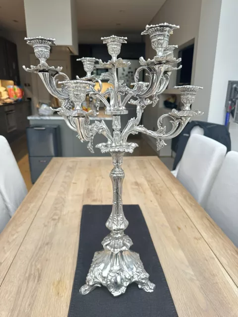 STUNNING 9 Candle Silver Plated Ornate Vintage Candleabra Centrepiece