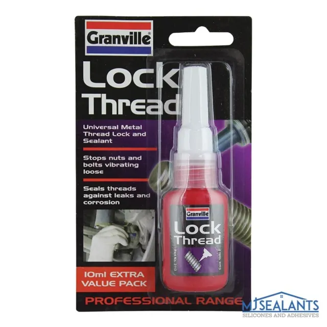 Granville LockThread & Seal Universal Thread Lock Medium Strength Adhesive 10ml