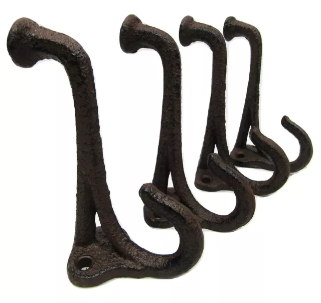 Lot 4 New Antique-Style Rustic Flat Top Hat Coat Hooks Cast Iron Wall Mount