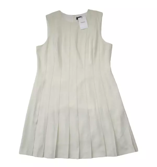 NWT Theory Admira Pintuck Dress in Rice Admiral Crepe Sleeveless 18 $395