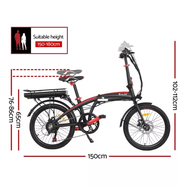 Everfit Folding Electric Bike Urban City Bicycle eBike Rechargeable Battery 250W 2