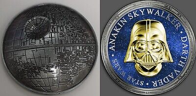 3D DEATH STAR Wars Gold Silver Coin Darth Vader Mask Obi Wan 