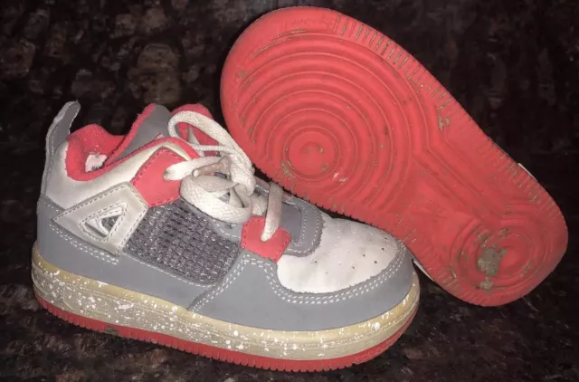 NIKE JORDAN AF1 FUSION RETRO 4 iv Toddler Gray Orange Sz 8c Used Fast Shipping‼️