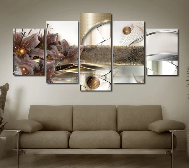 5pcs senza Cornice Moderno Giglio Fiore Tela Pittura Parete Arte Casa Foto