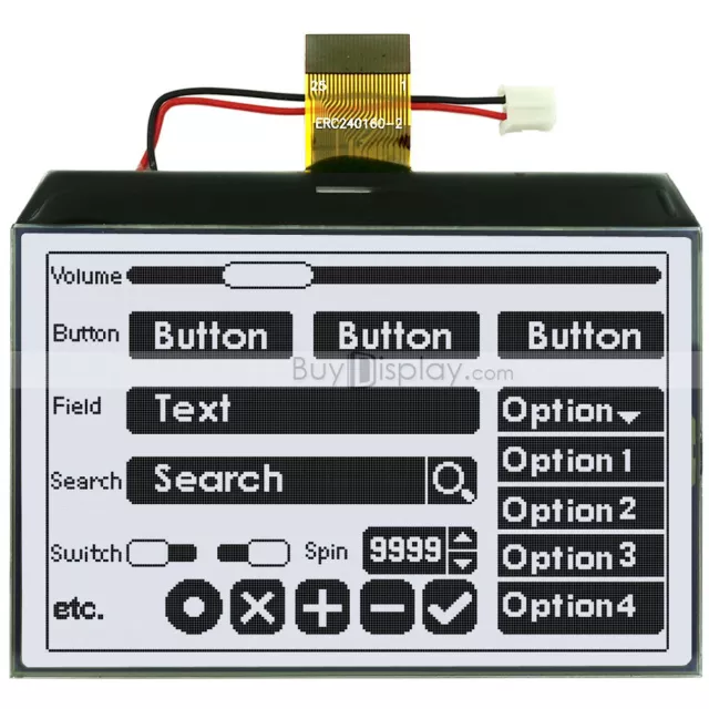 3.4"Graphic LCD COG Module 240x160 ,Single Sided FPC,Optional Touch Panel Screen