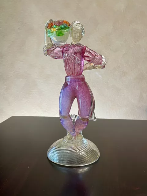 VINTAGE ERCOLE BAROVIER & TOSO VENETIAN  MAN WITH FRUIT BASQUET ca. 1930-1960 2