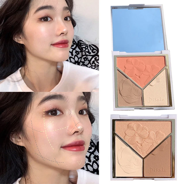 Dreifarbig Kontur-Palette Highlight Bronzer Makeup Kosmetik Multifunktional