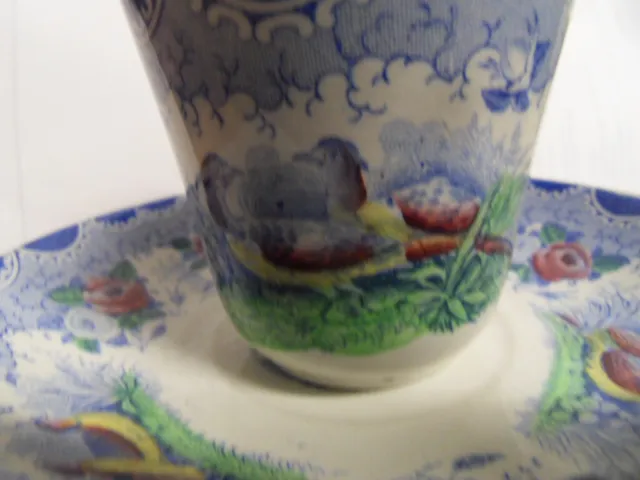 Vintage cup tasse a thé café porcelaine Sarreguemines deco faisan fleurs 2