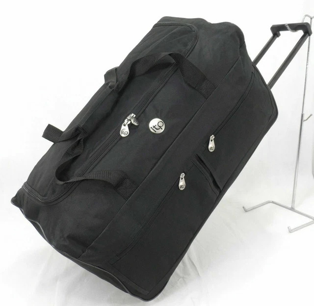 BLACK ULTRALITE TROLLEY Holdall lightweight wheeled bag weekend