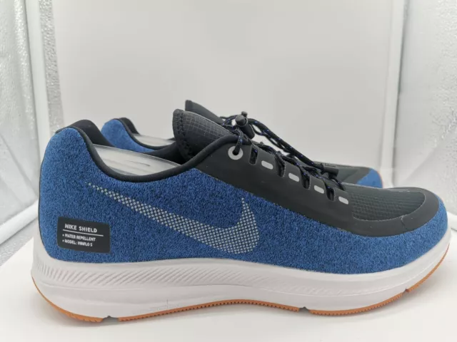 NIKE ZOOM WINFLO 5 Run Shield UK 6 Black Blue Metallic Silver