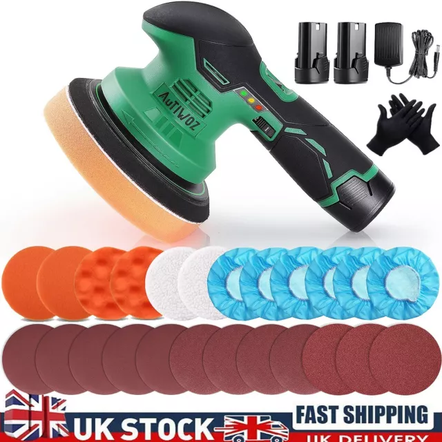 Cordless Car Polisher Buffer Sander Machine Dual Action Polishing 6in Pads Kit