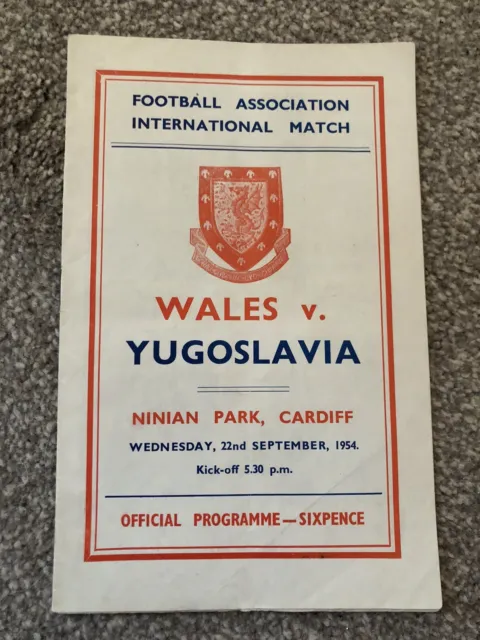 Wales v Yugoslavia (Friendly International @ Cardiff City) 1954