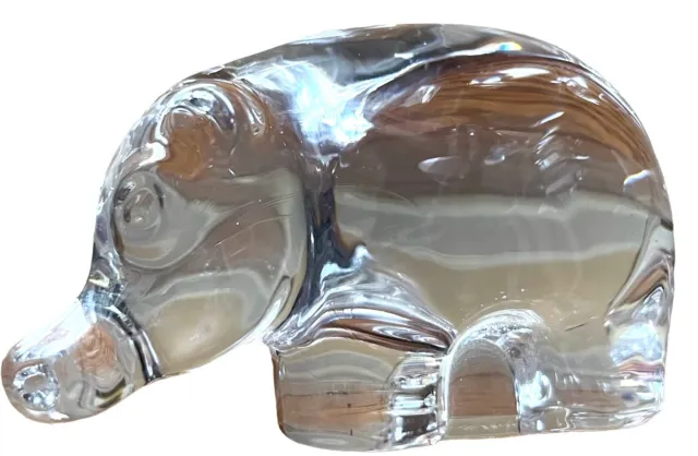 Villeroy & Boch Vintage Crystal Glass Hippo Figurine Paperweight Germany