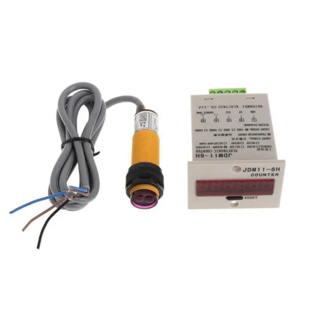 6-Digit LED Display 1-999999 Counter Adjustable NPN Photoelectric Sensor Switch