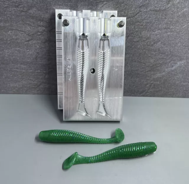 4" Fatty 2 Cavity - CNC Aluminum Soft Injection Fishing Form Bait Molds