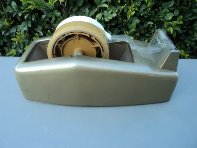 Vtg Scotch 3M Metal Tape Dispenser C-22 Model 274 Heavy Duty Gold Made In USA