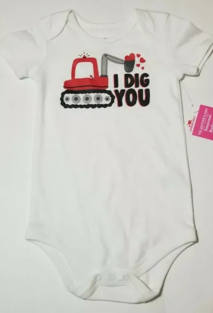 NWT 18M Infant Boys White I Dig You Heart Bodysuit Baby Valentines Day Creeper ♡