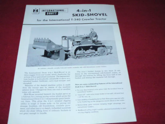 International Harvester Drott 4 in 1 Skid Shovel T-340 Crawler Dealer's Brochure