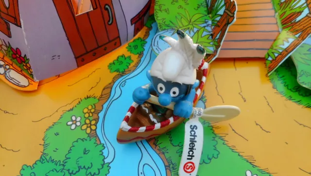 20549  super schtroumpf en canoe smurf puffo puffi schtroumpfette rarissime