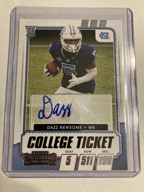 2021 Dazz Newsome College Ticket Auto Rc #139 Contenders Draft Picks Rookie Unc