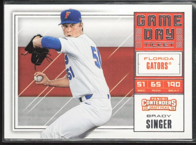 2018 Panini Contenders Draft Picks #1 Brady Singer Florida Gators Rookie