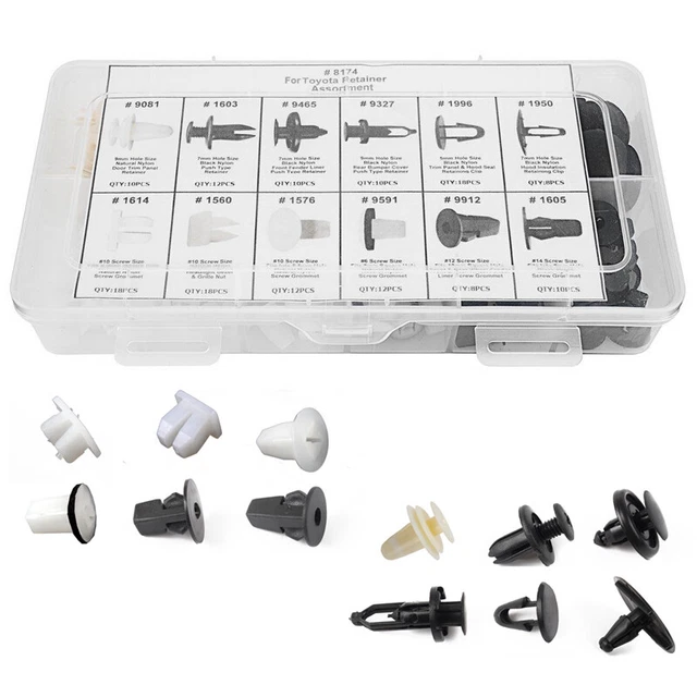146PCS Car Push Retainer Clips Bumper Fender Rivets 12 Size Assortment Universal