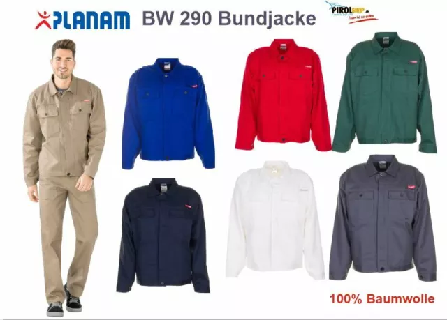 Planam Bundjacke BW 290 Workwear 100% Baumwolle Arbeitsjacke verschiedene Farben