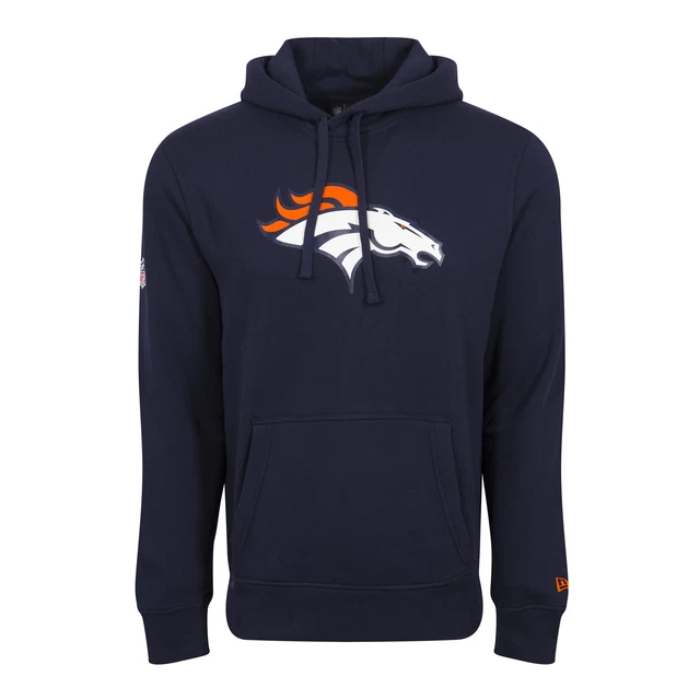 New Era Uomo Felpa con Cappuccio NFL Denver Broncos Logo Blu Marino