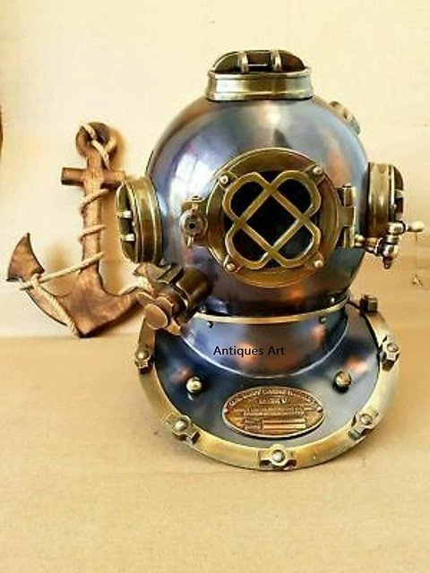 AMÉRICAIN MARINE MARK V Ancien Mini Plongée Divers Casque Brass