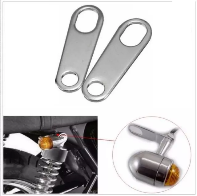 Paire de pattes pour fixation clignotants à l’arrière - Chrome ( moto custom )