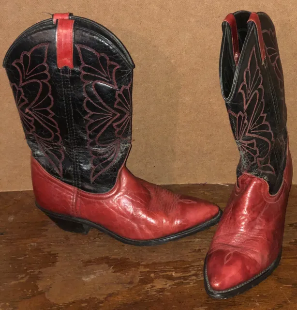 Sheplers A1531 Red/Black Leather Women’s Cowgirl Western Boots Size 8.5M