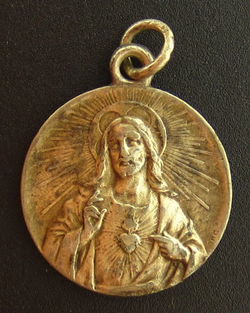 VINTAGE SACRED HEART Of Jesus Our Lady Of Mount Carmel Medal Catholic 