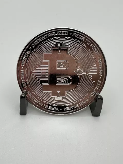 Bitcoin 1 oz .999 Fine Silver Round Crypto Commemorative Collectible Coin