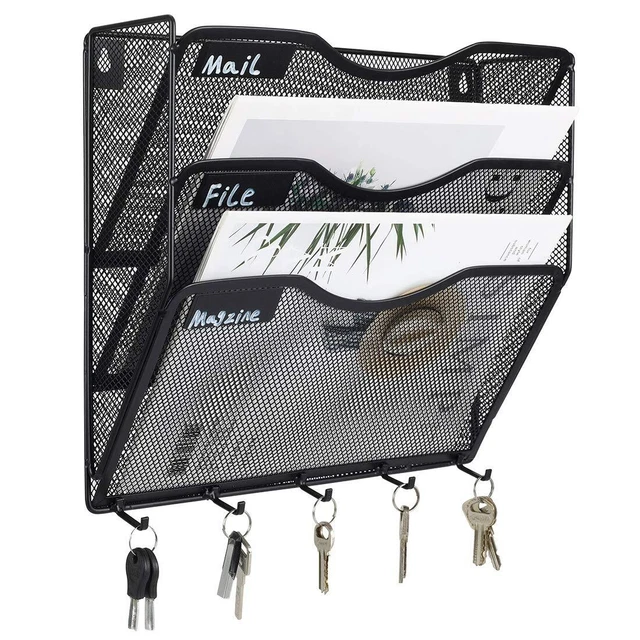 Wall File Organizer 3 Pocket Vertical Mesh Hanging File Holder Paper