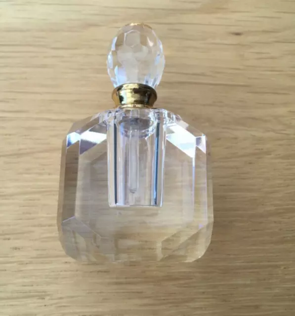 Vintage collectible Clear Glass empty Perfume Bottle with stopper no damage #A23