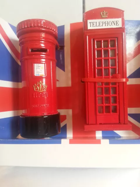 London Druckguss Metall rot Telefonbox & Postbox Prunkstück Modell Souvenir Geschenk