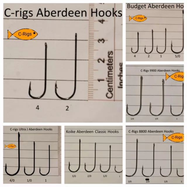 SEA FISHING HOOKS Aberdeen Long Shank Very Sharp #4 1/0 2/0 3/0 4