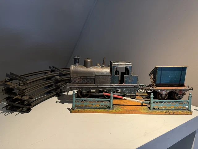 Train Ancien Bing échelle O – Locomotive Et Wagons – Métal Blanc – 1920
