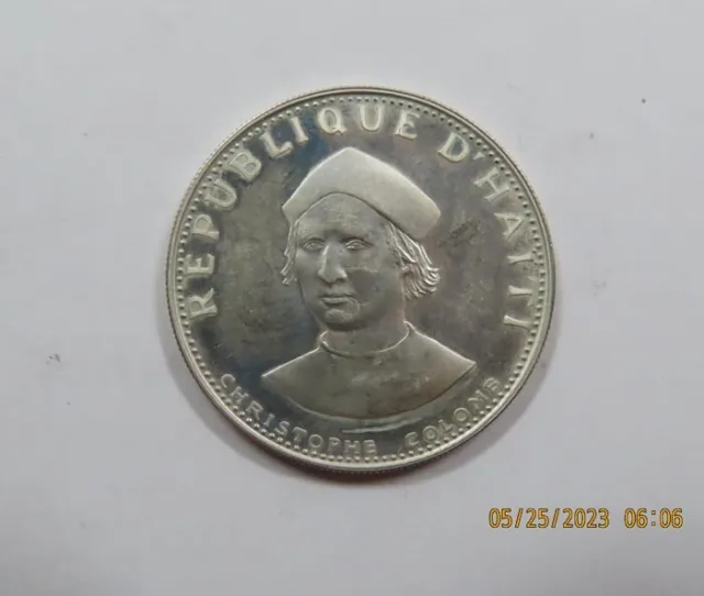 Haiti Christopher Columbus Silver 25 Gourdes Coin 1973