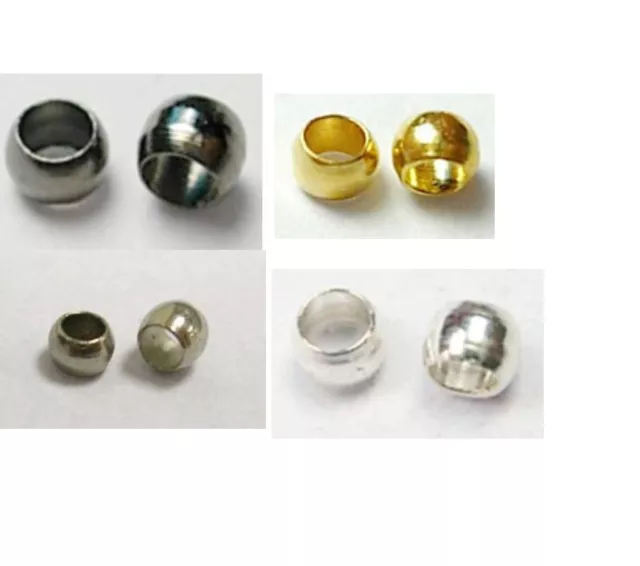 Quetschperlen Crimp beads Brass Barrel Messing 2mm gold silber schwarz platinium