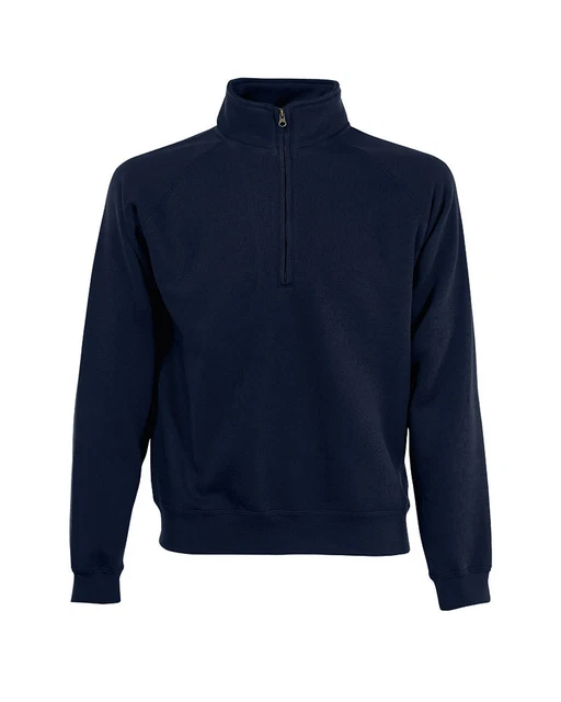Felpa Fruit of the Loom Blu Navy mezza zip corta