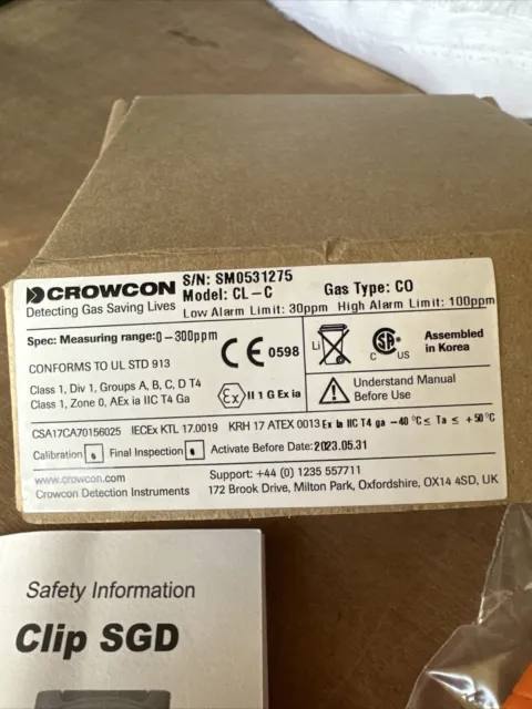 Crowcon Clip SGD Personal Single Gas Detector -CO carbon monoxide 3