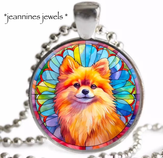 Pomeranian Necklace Dog Mom Gift DOG ART PRINT Silver CHARM Pendant